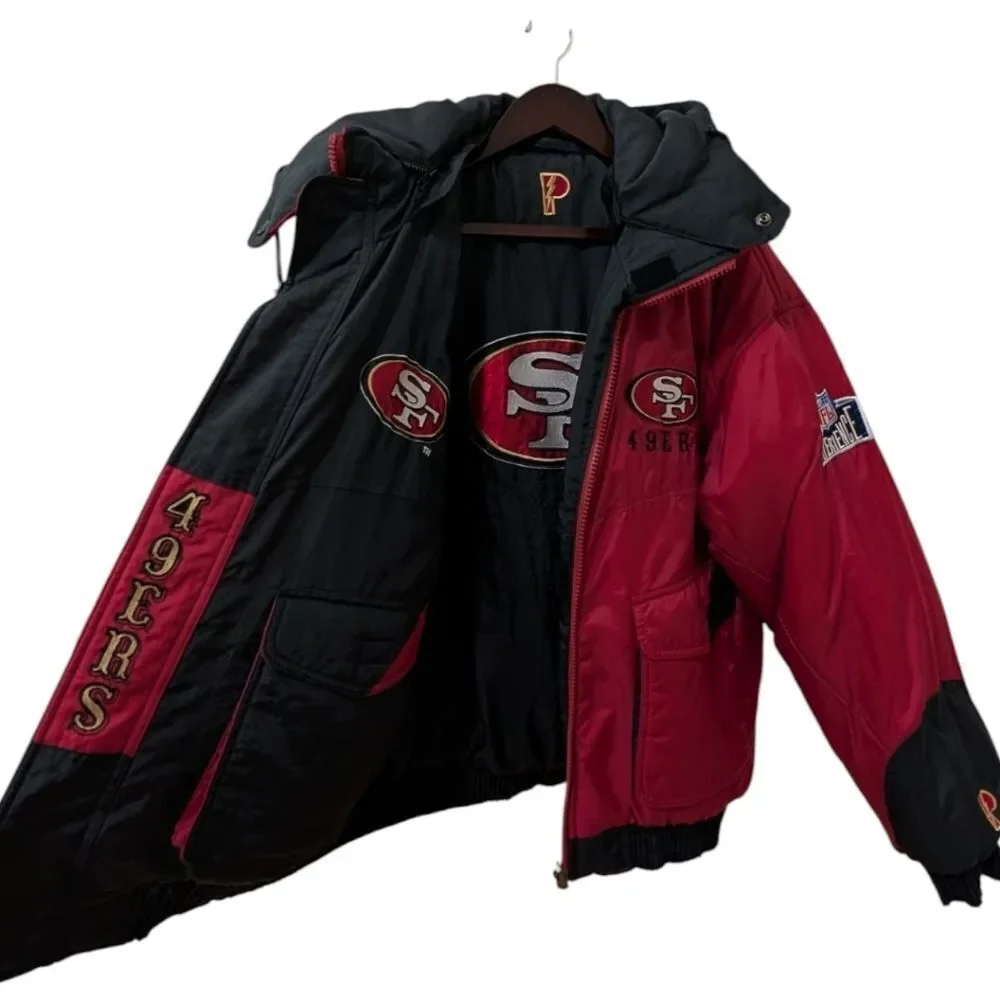 Vintage RARE 90's Pro Player 49ers NFL Reversible Puffer Jacket- GD/L